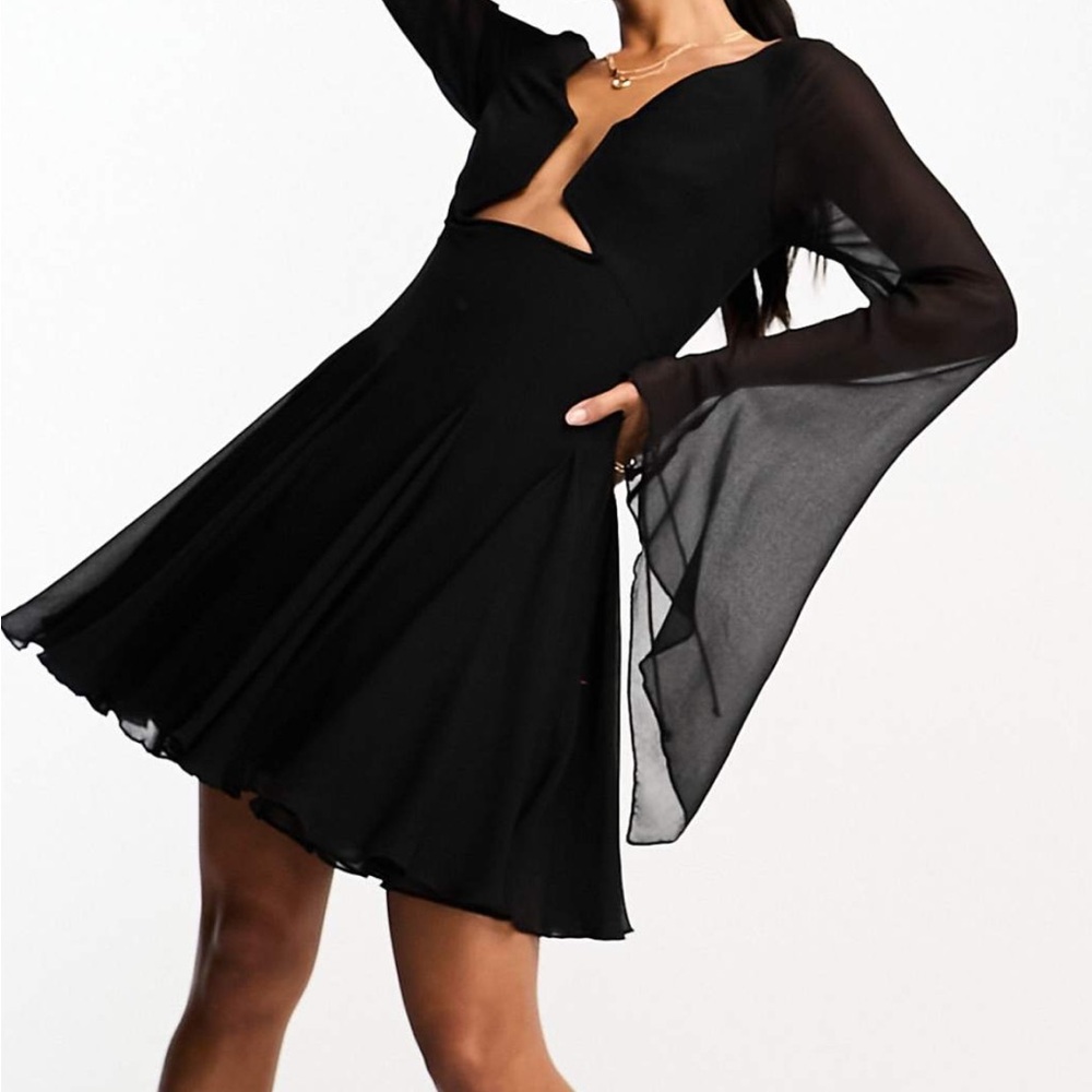 ASOS Asymmetrical Plunge Black Mini Dress